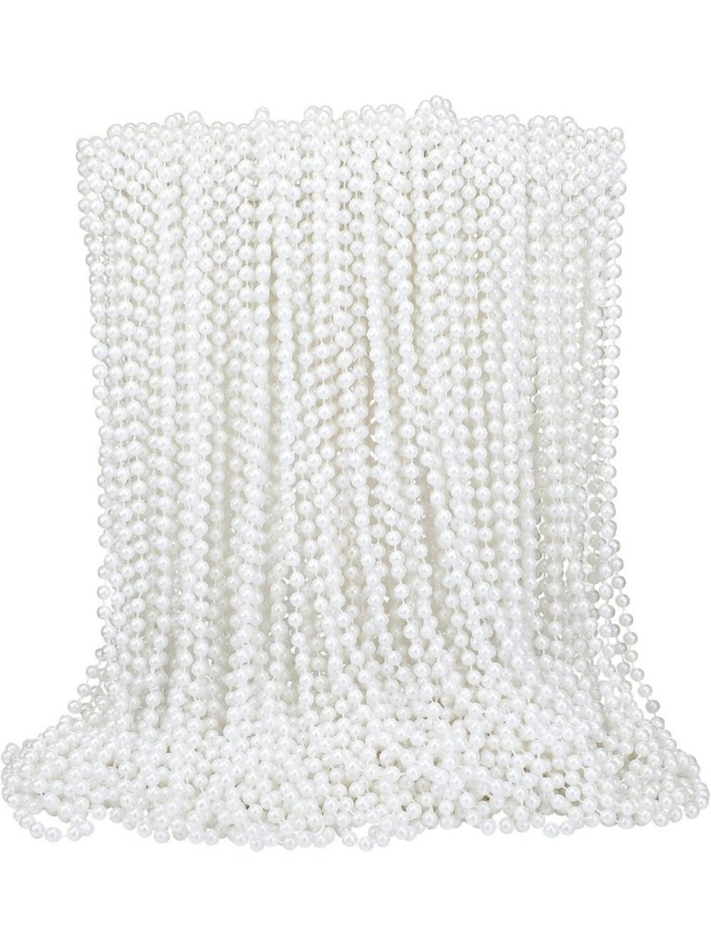 150 Pcs White Faux Pearl Necklaces for 1920s Party, Bridal Shower & Masquerade